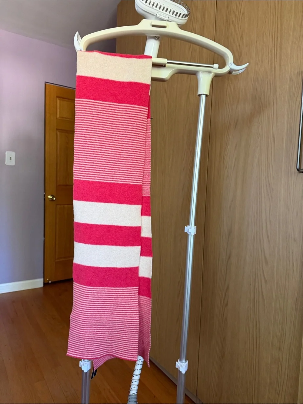 Makie Pink and Cream Striped Scarf
